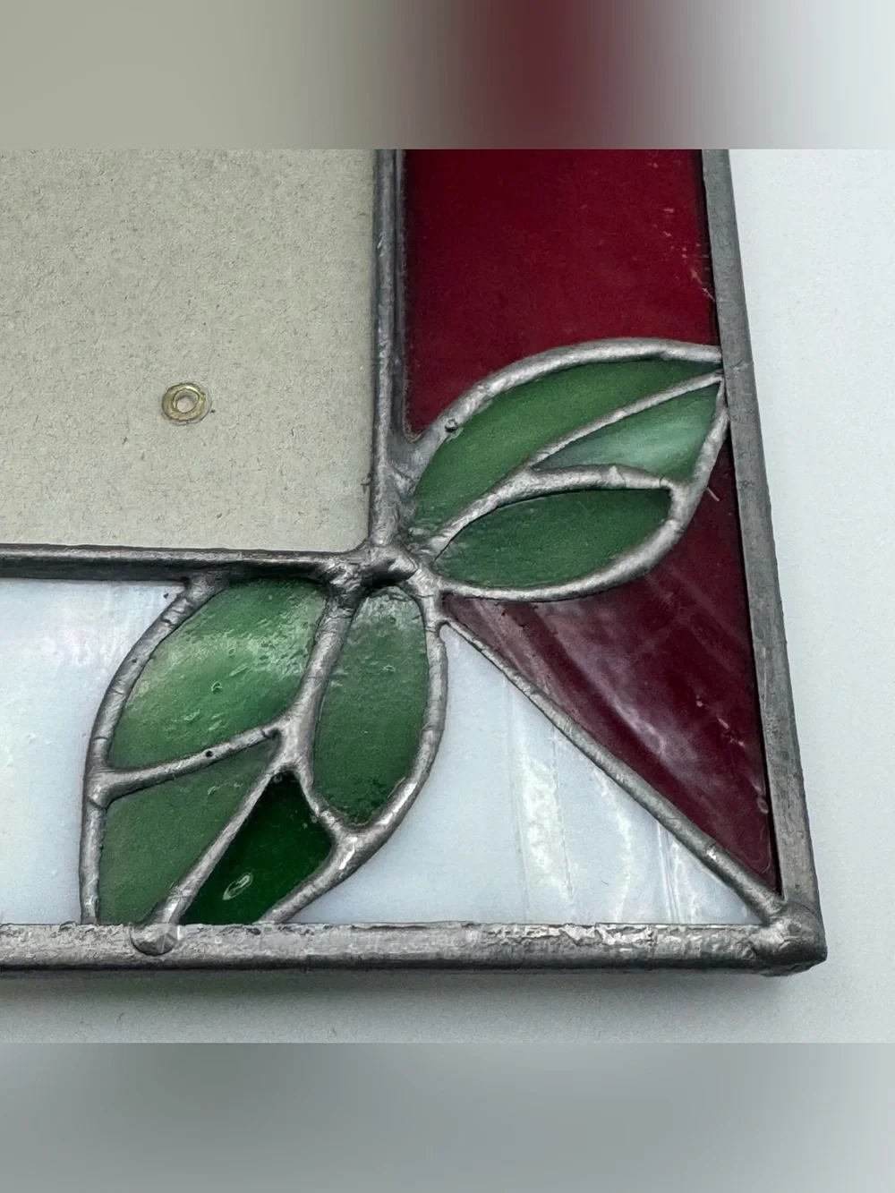 Vintage Stained Glass Rose Picture Frame 3.5x5  Floral Tabletop Photo Frame